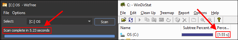 WizTree vs WinDirStat on SSD
